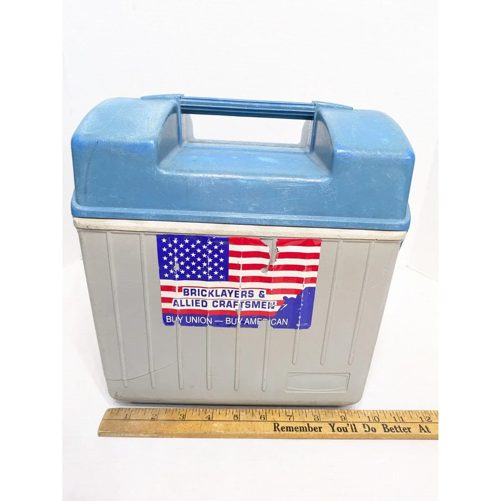 Rubbermaid 1922 Cooler‎ Blue Gray Vintage Union Bricklayers Allied Craftsmen USA